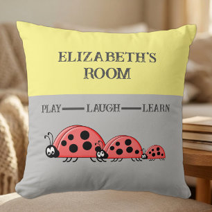 Kinderzimmer Ladybugs individuelle Name grau gelb Kissen