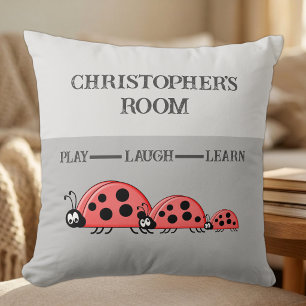 Kinderzimmer Ladybugs individuelle Name grau Kissen