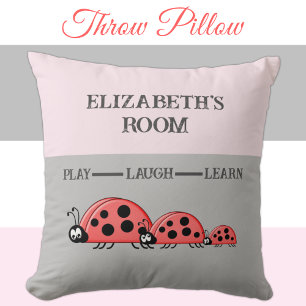 Kinderzimmer Ladybugs individuelle Name grau pink Kissen