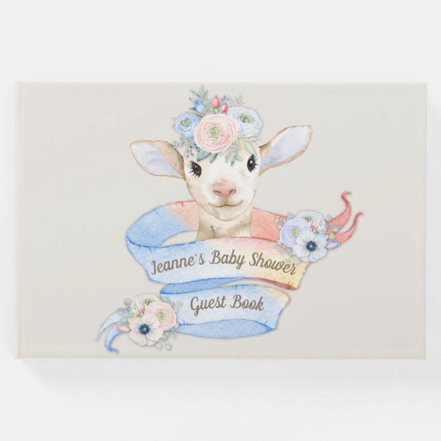 Kinderzimmer Lamb Pink Blue Baby Gästebuch (Vorderseite)