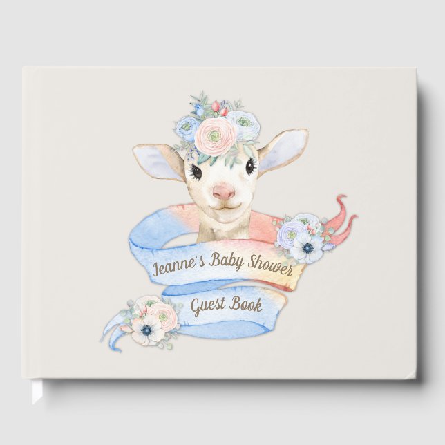 Kinderzimmer Lamb Pink Blue Baby Gästebuch (Vorderseite)