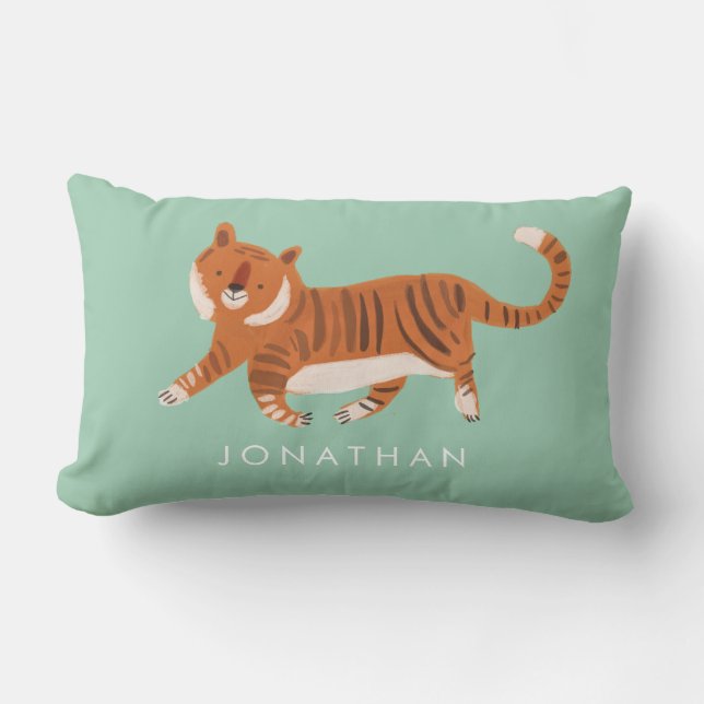 Kinderzimmer Little Tiger Wasserfarbe Custom Baby  Lendenkissen (Vorderseite)