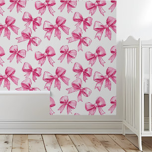 Kinderzimmer Mädchen Rosa Schleifen Nursery Tapete