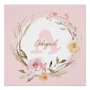 Kinderzimmer-Monogramm-Plakat Poster
