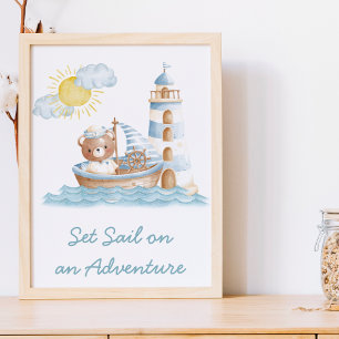 Kinderzimmer Nautic Bear Watercolor Poster