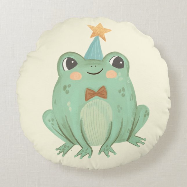 Kinderzimmer Niedlich Frog Baby Rundes Kissen (Vorderseite)