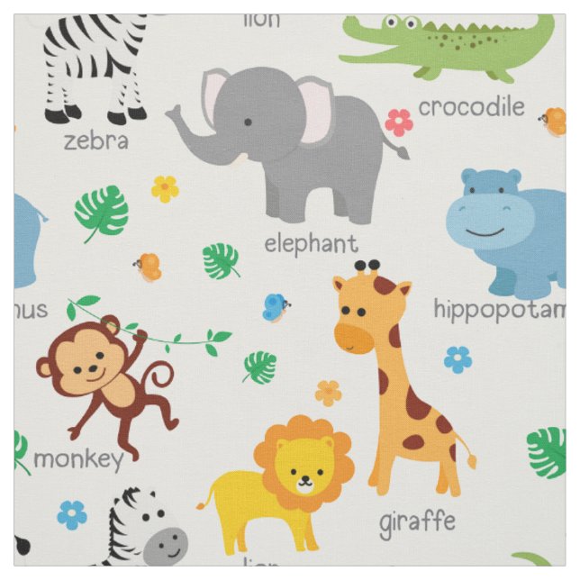 Kinderzimmer "niedlich Safari Animals" Stoff (Muster)