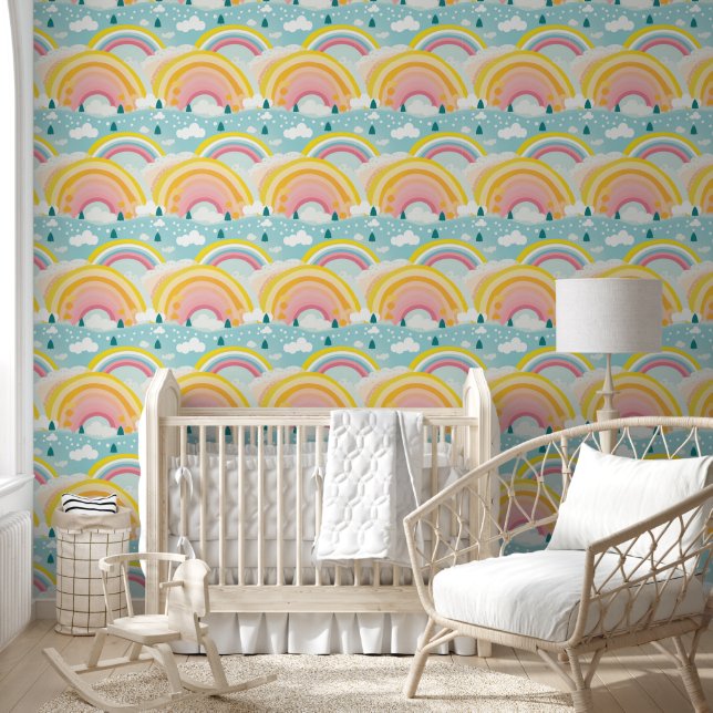 Kinderzimmer Pastel Rainbows und Wolken Tapete (Kinder)