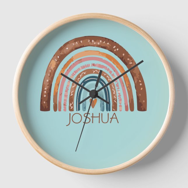 KINDERZIMMER RAINBOW BOYS NAME CLOCK UHR (Vorderseite)