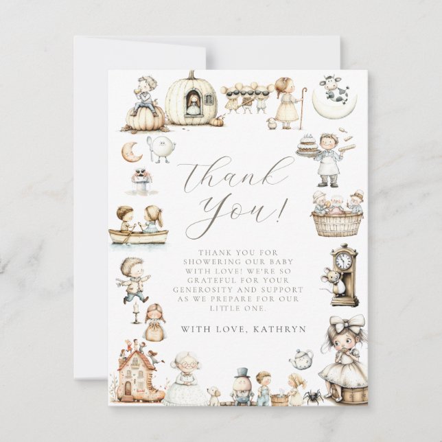 Kinderzimmer Rhyme Baby Dusche Dankeskarte (Vorderseite)