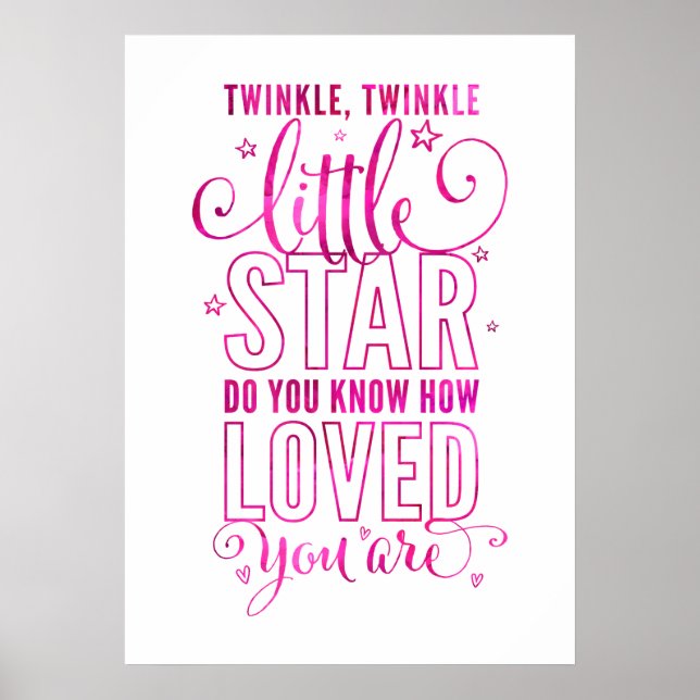 KINDERZIMMER RHYME funkelnd, funkelnd, sternenrosa Poster (Vorne)