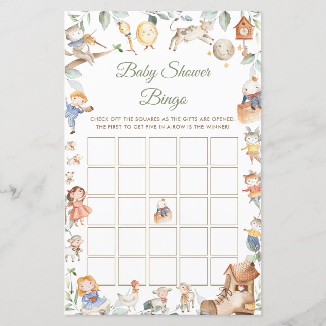 Kinderzimmer Rhyme Greenerenery Baby Shower Bingo  (Vorderseite)