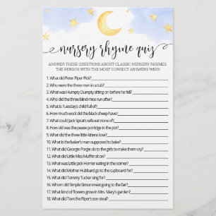 Kinderzimmer Rhyme Quiz Baby Showspiel mit Antwort