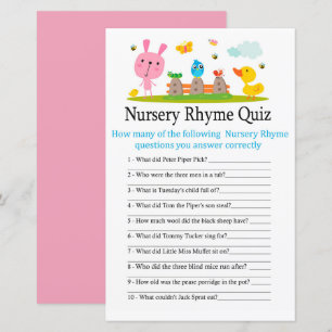 Kinderzimmer Rhyme Quiz Babydusche
