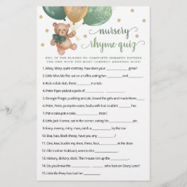 Kinderzimmer Rhyme Quiz Game Baby Dusche Teddy Bär