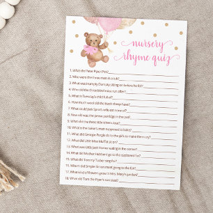 Kinderzimmer Rhyme Quiz Game Teddy Bear Card Einladung