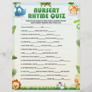Kinderzimmer Rhyme Quiz [Tierthema] Briefbogen