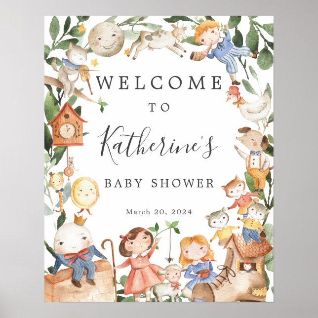 Kinderzimmer Rhymes Baby Dusche Begrüßungszeichen Poster (Vorne)