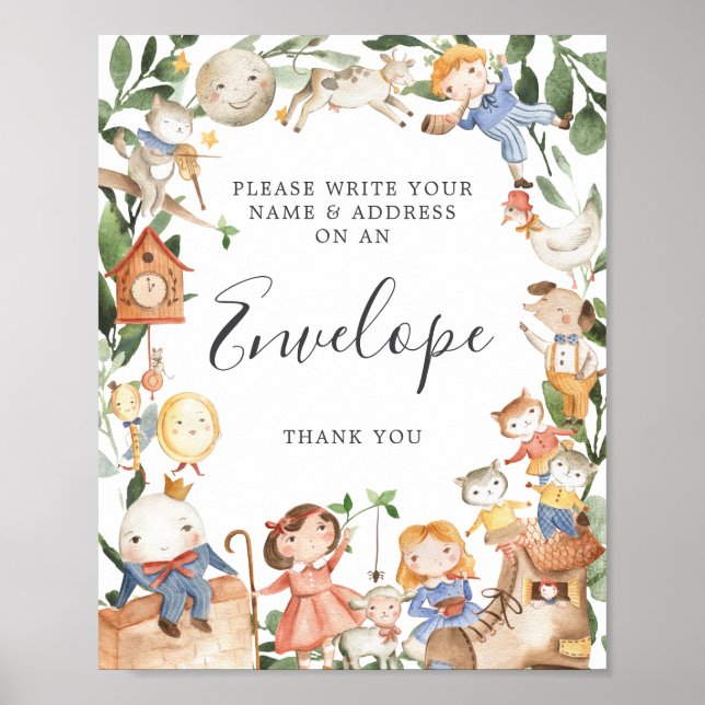 Kinderzimmer Rhymes Baby Shower Address Envelope Z Poster (Vorne)