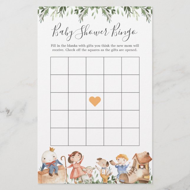 Kinderzimmer Rhymes Baby Shower Bingo Game (Vorderseite)