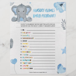 Kinderzimmer Rhymes Emoji Pictionary [Baby Elephan Briefbogen