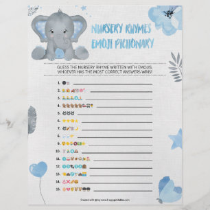 Kinderzimmer Rhymes Emoji Pictionary [Baby Elephan Briefbogen