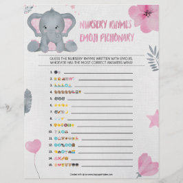 Kinderzimmer Rhymes Emoji Pictionary [Baby Elephan Briefbogen