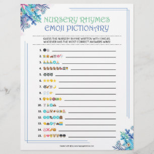 Kinderzimmer Rhymes Emoji Pictionary [Blauflorale] Briefbogen