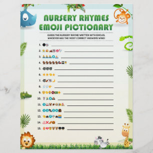 Kinderzimmer Rhymes Emoji Pictionary [Tierthema] Briefbogen