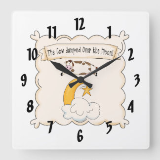 Kinderzimmer Rhymes Kuh & Mond Kinderuhr Quadratische Wanduhr