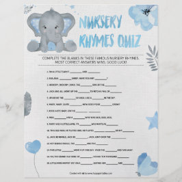 Kinderzimmer Rhymes Quiz [Baby Elephant [blau] Briefbogen