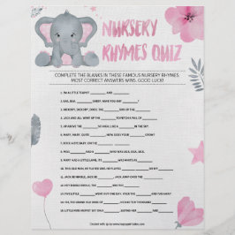 Kinderzimmer Rhymes Quiz [Baby Elephant [Pink] Briefbogen