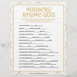 Kinderzimmer Rhymes Quiz [Goldene Linien] Briefbogen