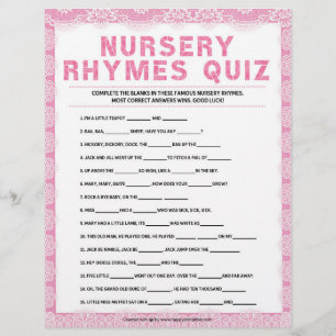 Kinderzimmer Rhymes Quiz [Luxusspitze [Pink] Briefbogen