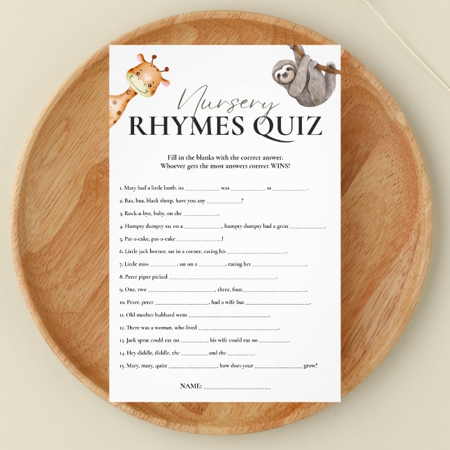 Kinderzimmer Rhymes Quiz Wild One Baby Dusche Flyer (Von Creator hochgeladen)