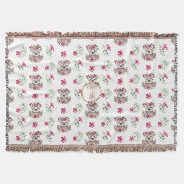 Kinderzimmer-Saal für Blumenmuster-SLOTH Monogram- Decke (Vorderseite)