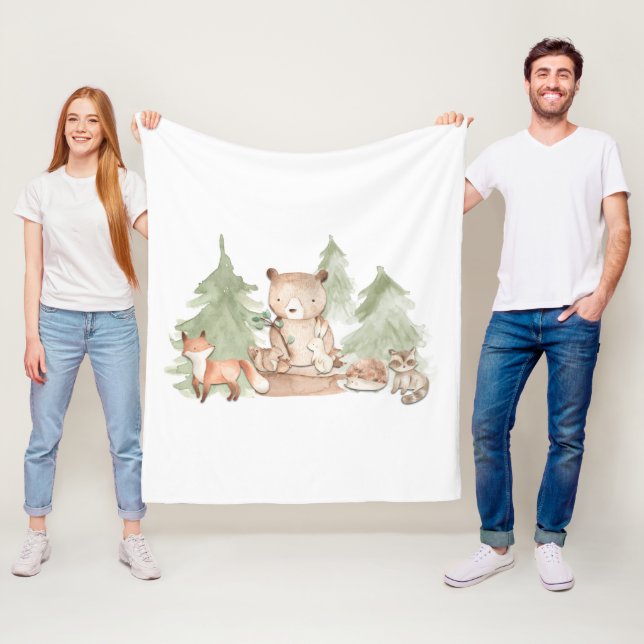 Kinderzimmer Schlafzimmer mit Aquarell Woodland Fo Fleecedecke (Beispiel)
