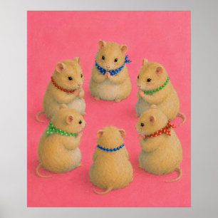 Kinderzimmer-Spielzimmer-Hamster-Treffen-Illustrat Poster