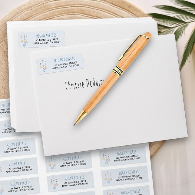 Kinderzimmer Stars Blue Gray Rücksendeadresse (Return Address Labels from my Twinkle Twinkle baby shower collection)