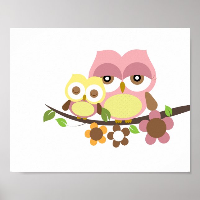 Kinderzimmer-Uhu-Kunst Poster (Vorne)