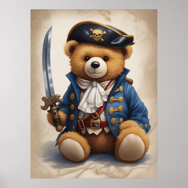 Kinderzimmer Wall Art Poster eines Teddy-Bären-Pir (Vorne)