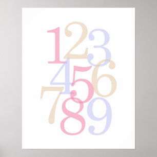 Kinderzimmer-Wandkunst Nummer rosa Baby Mädchen Poster