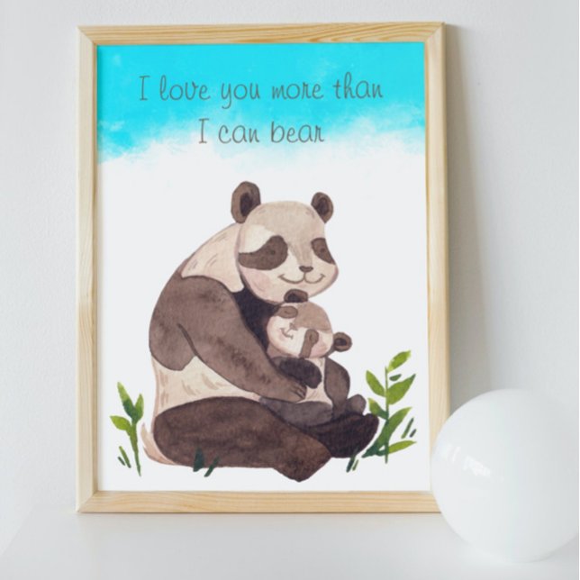 Kinderzimmer "Watercolor Blue Sky Panda Bear & Cub Poster (Von Creator hochgeladen)