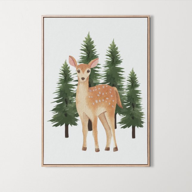 Kinderzimmer Watercolor Woodland Poster (Watercolor Woodland Animal Nursery Wall Art, forest, deer)