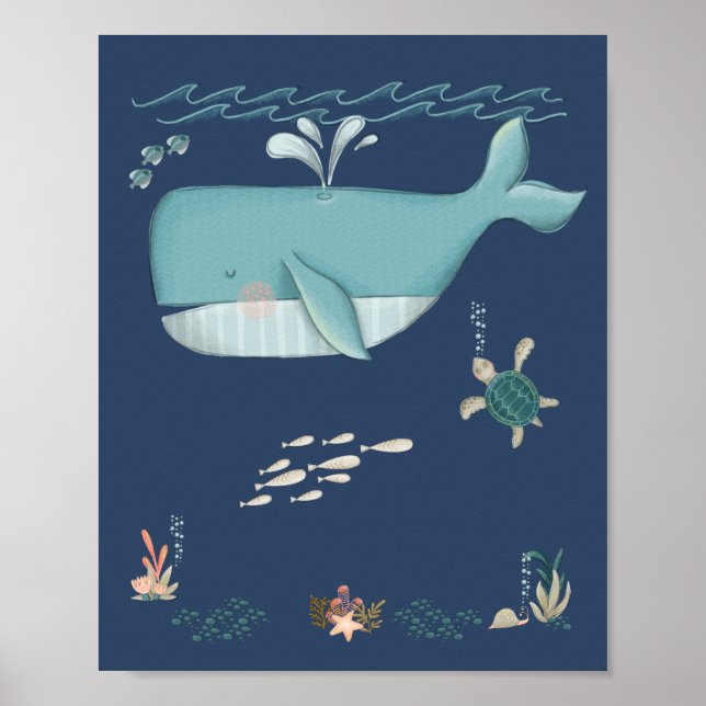Kinderzimmer "Whale" unter den Meerestieren Poster (Vorne)