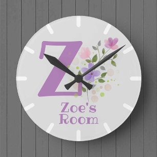 Kinderzimmeruhr mit Namen Zoe Runde Wanduhr