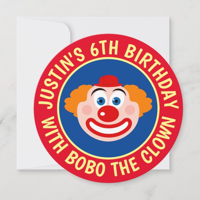 Kinderzirkus clown Einladungen zum Geburtstag (Vorderseite)