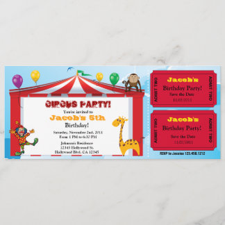 Kinderzirkus-Geburtstagsticket-Einladungen Einladung