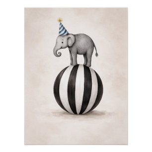 Kinderzirkus-Themenplakat mit Elefant Poster