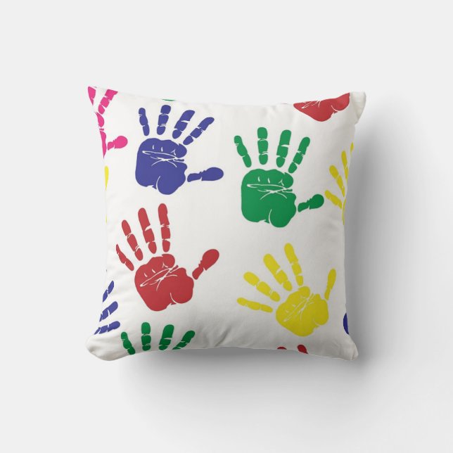 KindHandprint Muster-dekoratives Wurfs-Kissen Kissen (Vorderseite)